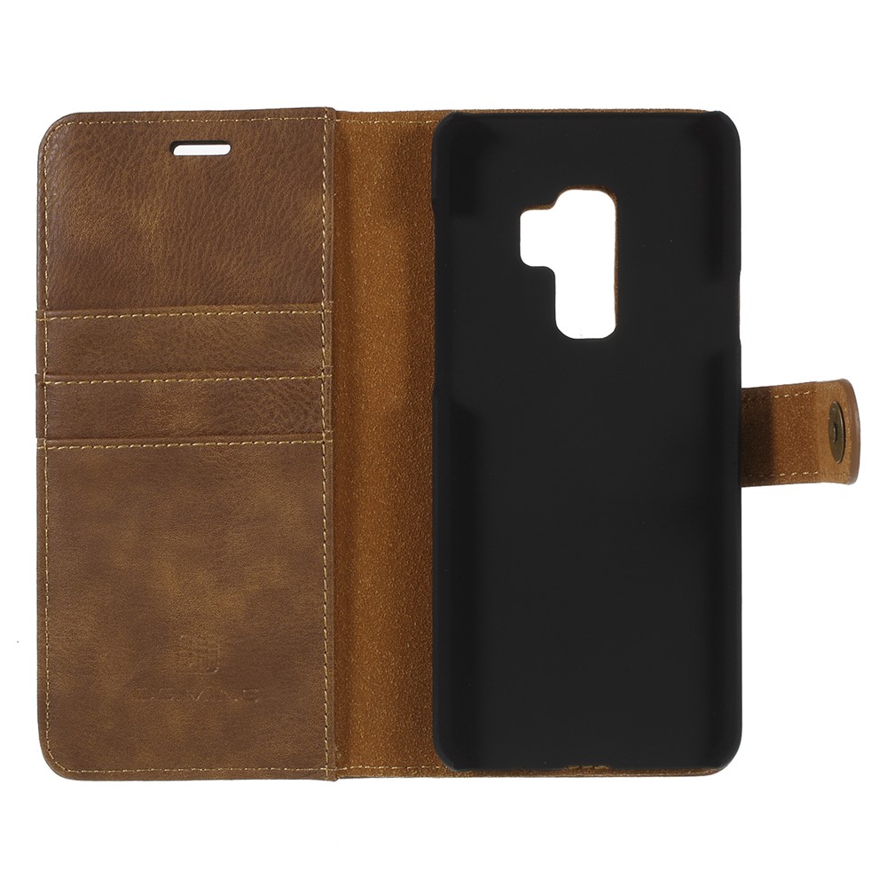 DG.MING Detachable 2-in-1 Split Leather Wallet + PC Back Mobile Shell for Samsung Galaxy S9+ SM-G965 - Brown-7
