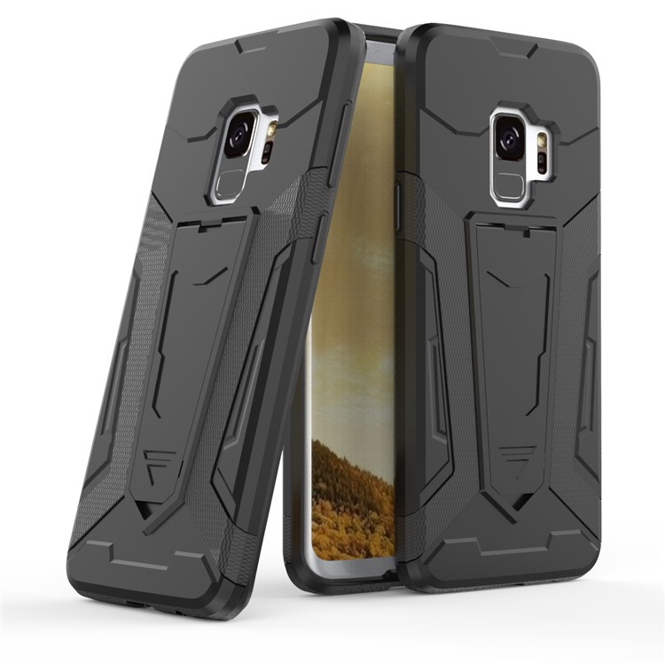 Armor Plastic TPU Hybrid Case with Kickstand for Samsung Galaxy S9 SM-G960 - Black-1