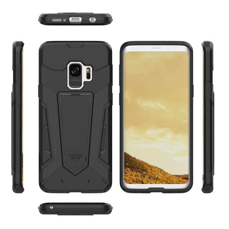Armor Plastic TPU Hybrid Case with Kickstand for Samsung Galaxy S9 SM-G960 - Black-2