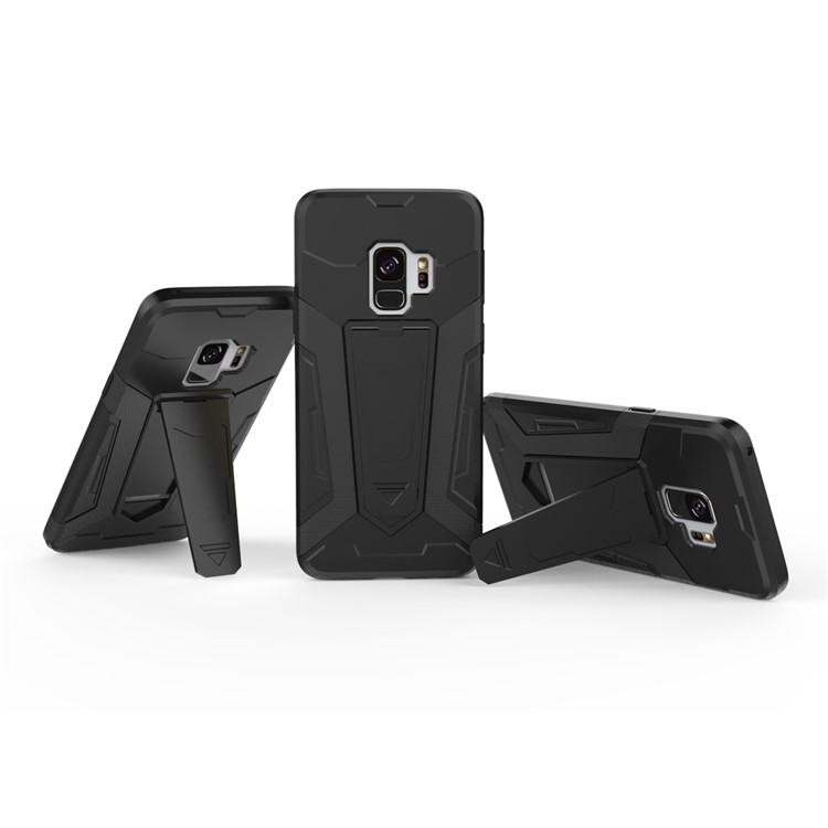 Armor Plastic TPU Hybrid Case with Kickstand for Samsung Galaxy S9 SM-G960 - Black-6