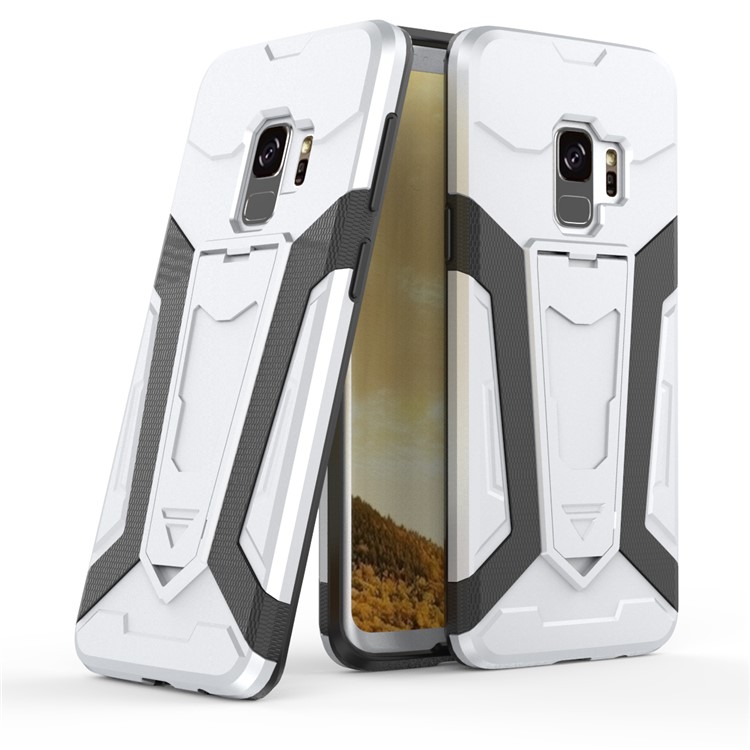 Armor Plastic TPU Hybrid Cover with Kickstand for Samsung Galaxy S9 SM-G960 - Silver-1