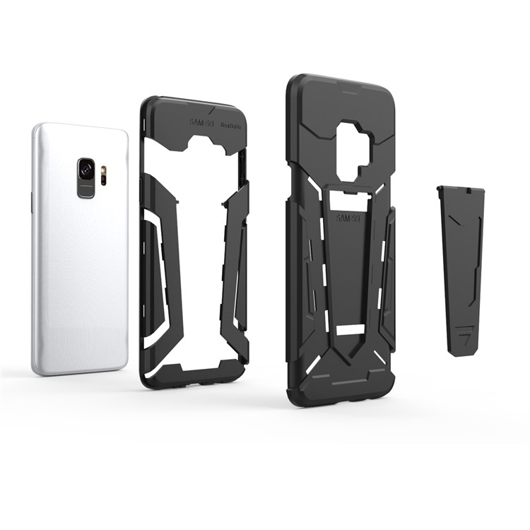 Armor Plastic TPU Hybrid Cover with Kickstand for Samsung Galaxy S9 SM-G960 - Silver-2