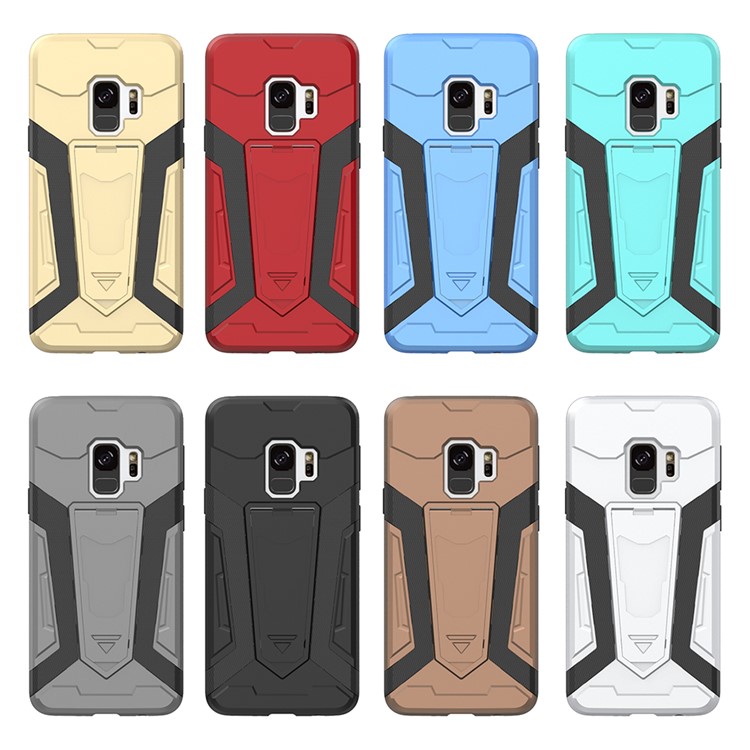 Armor Plastic TPU Hybrid Cover with Kickstand for Samsung Galaxy S9 SM-G960 - Silver-4