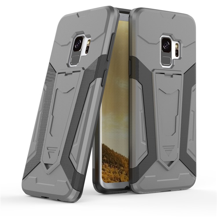 Armor Plastic TPU Hybrid Shell with Kickstand for Samsung Galaxy S9 SM-G960 - Grey-1