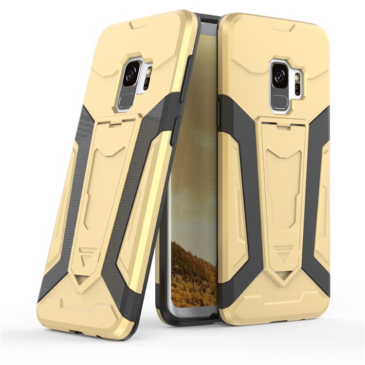 Armor Kickstand PC + TPU Combo Phone Shell for Samsung Galaxy S9 SM-G960 - Gold-1
