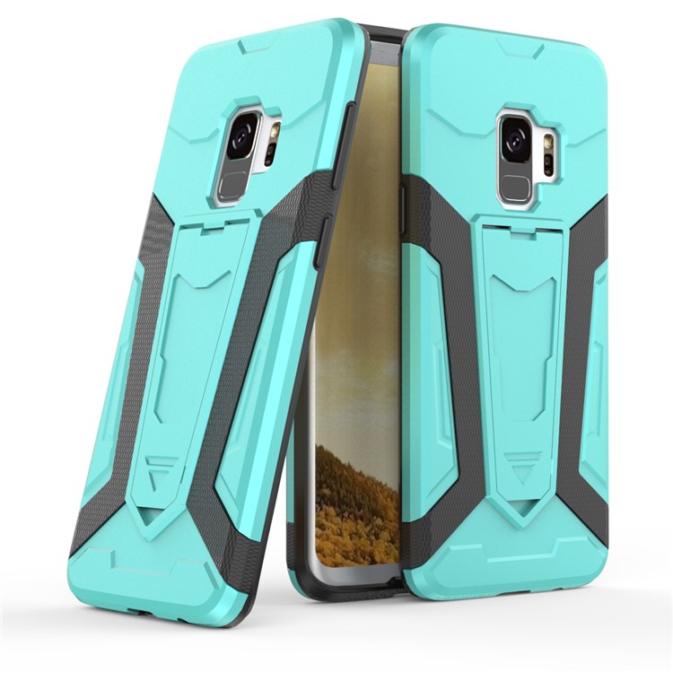 Armor Kickstand PC + TPU Combo Mobile Casing for Samsung Galaxy S9 SM-G960 - Cyan-1
