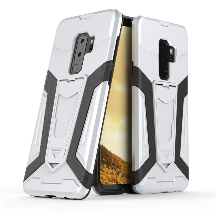 Armor PC + TPU Phone Case with Kickstand for Samsung Galaxy S9 Plus SM-G965 - Silver-1