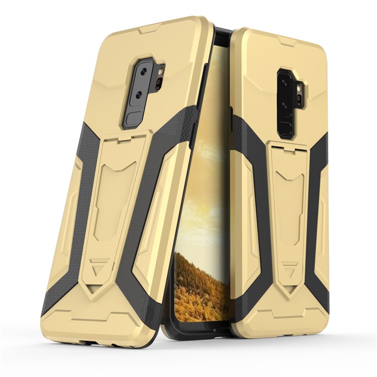 Armor PC + TPU Phone Casing with Kickstand for Samsung Galaxy S9+ SM-G965 - Gold-1
