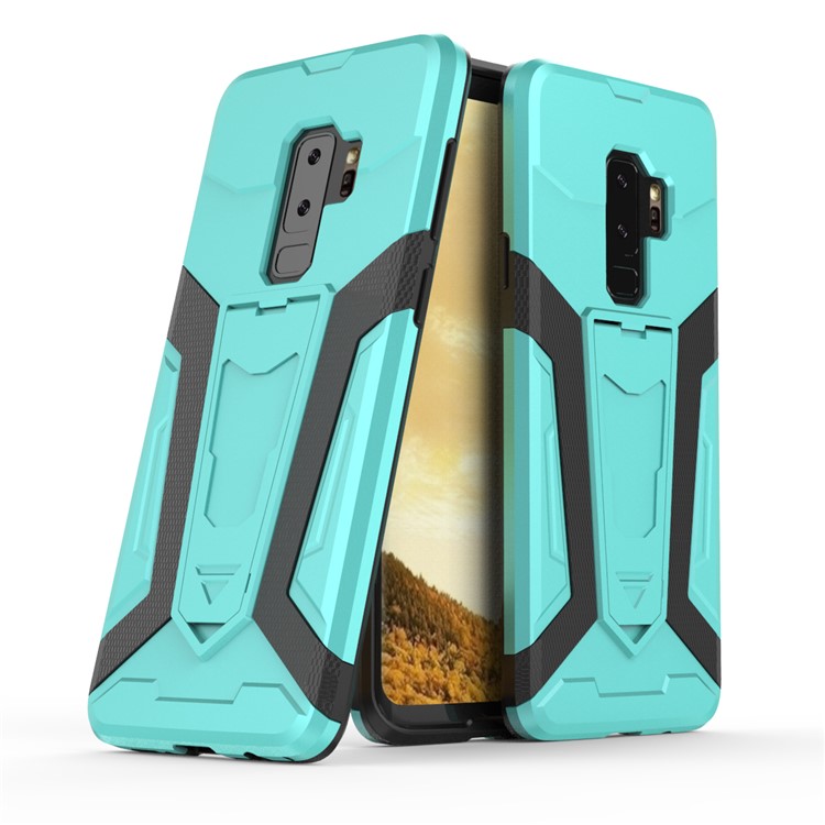 Armor PC + TPU Mobile Phone Cover with Kickstand for Samsung Galaxy S9+ SM-G965 - Cyan-1