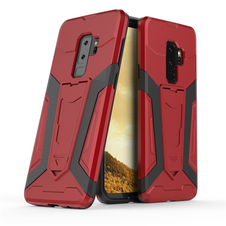 Armor PC + TPU Mobile Phone Shell with Kickstand for Samsung Galaxy S9+ SM-G965 - Red-1