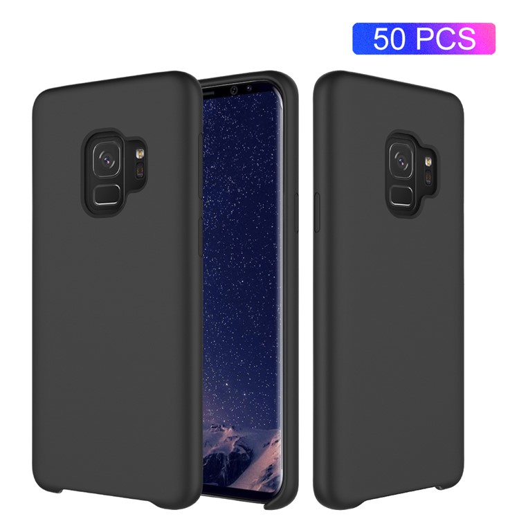 50Pcs/Set Liquid Silicone Back Case for Samsung Galaxy S9 SM-G960 - Black-1