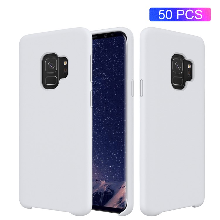 50Pcs/Set Liquid Silicone Back Cover for Samsung Galaxy S9 SM-G960 - White-1