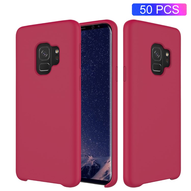 50Pcs/Set Liquid Silicone Back Shell for Samsung Galaxy S9 SM-G960 - Wine Red-1