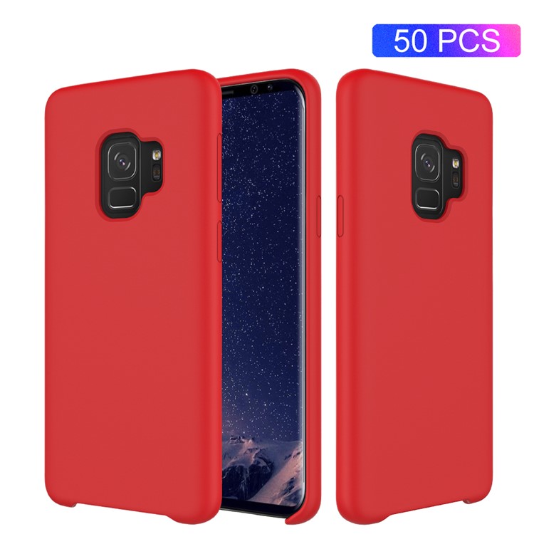 50Pcs/Set Liquid Silicone Back Casing for Samsung Galaxy S9 SM-G960 - Red-1