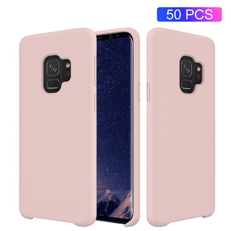 50Pcs/Set Liquid Silicone Phone Case for Samsung Galaxy S9 SM-G960 - Rose Gold-1