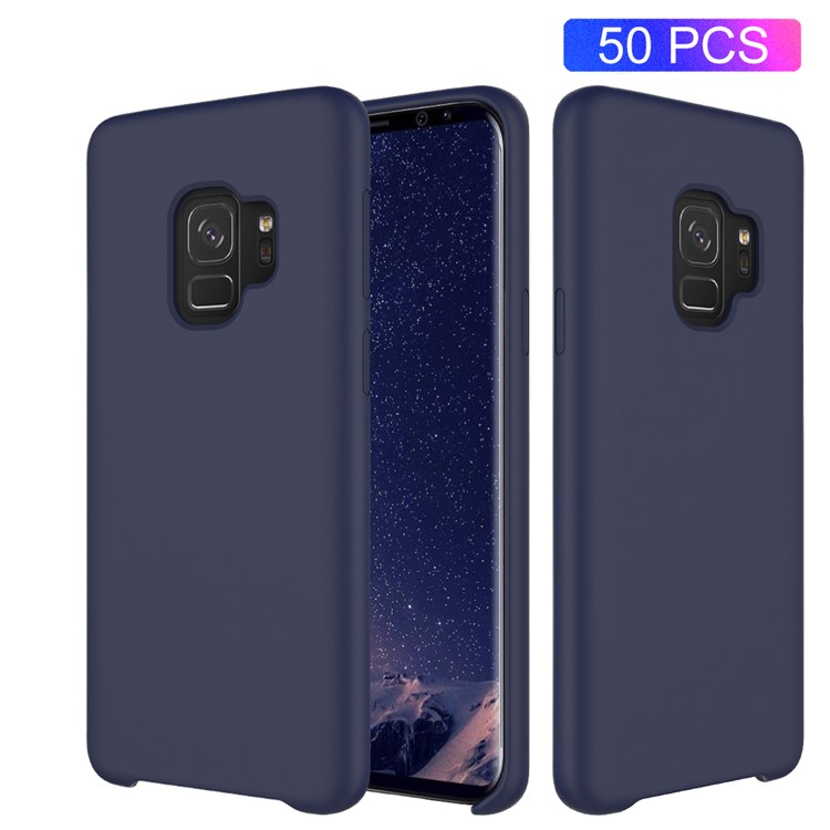 50Pcs/Set Liquid Silicone Mobile Phone Cover for Samsung Galaxy S9 SM-G960 - Dark Blue-1