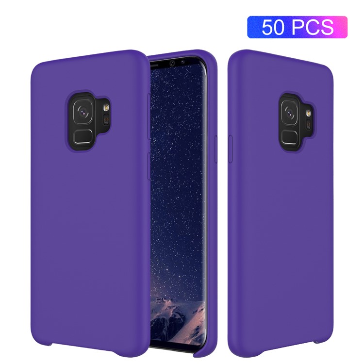 50Pcs/Set Liquid Silicone Cell Phone Cover for Samsung Galaxy S9 SM-G960 - Purple-1