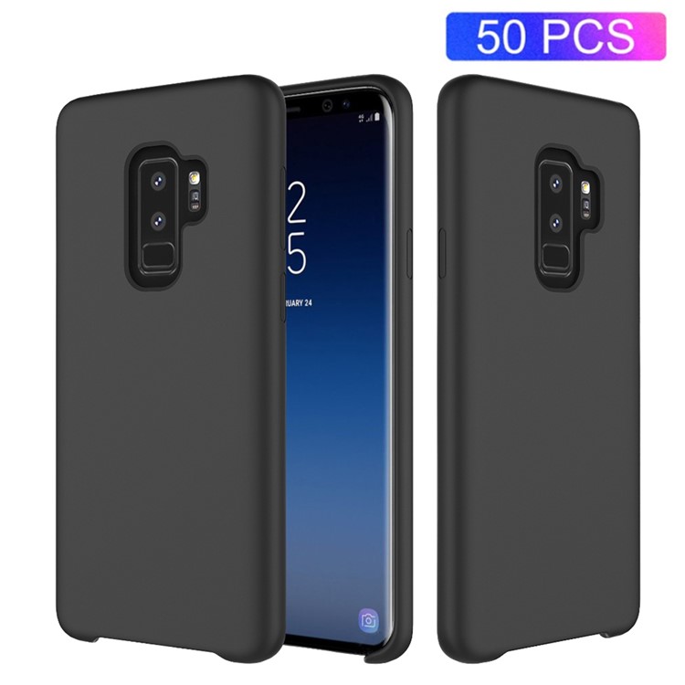 50Pcs/Set Liquid Silicone Mobile Phone Case for Samsung Galaxy S9 Plus SM-G965 - Black-1