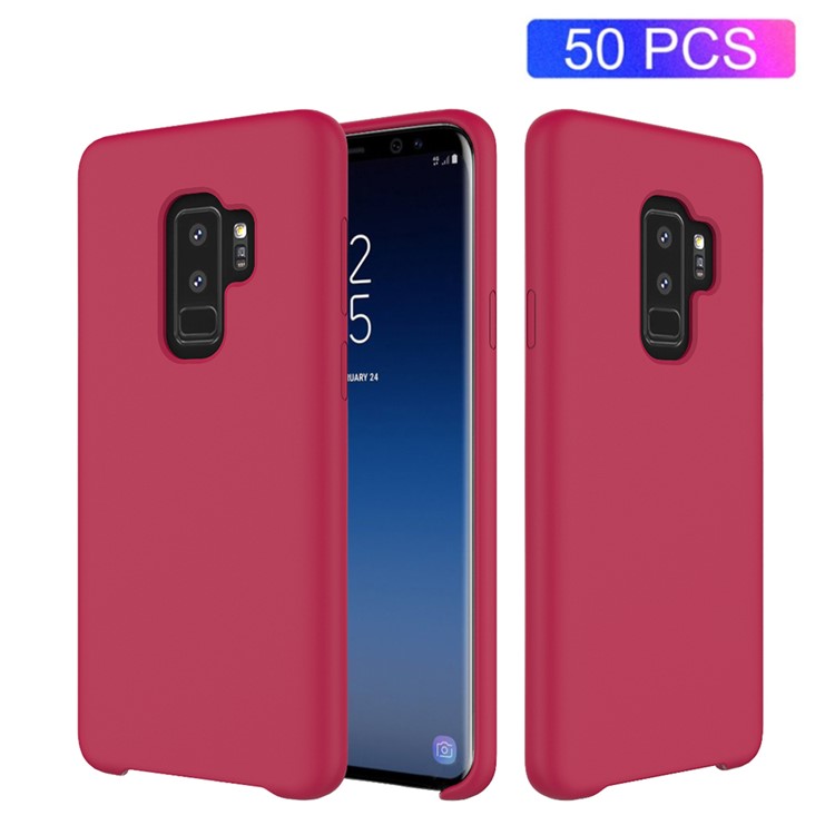 50Pcs/Set Liquid Silicone Mobile Phone Casing for Samsung Galaxy S9 Plus SM-G965 - Wine Red-1