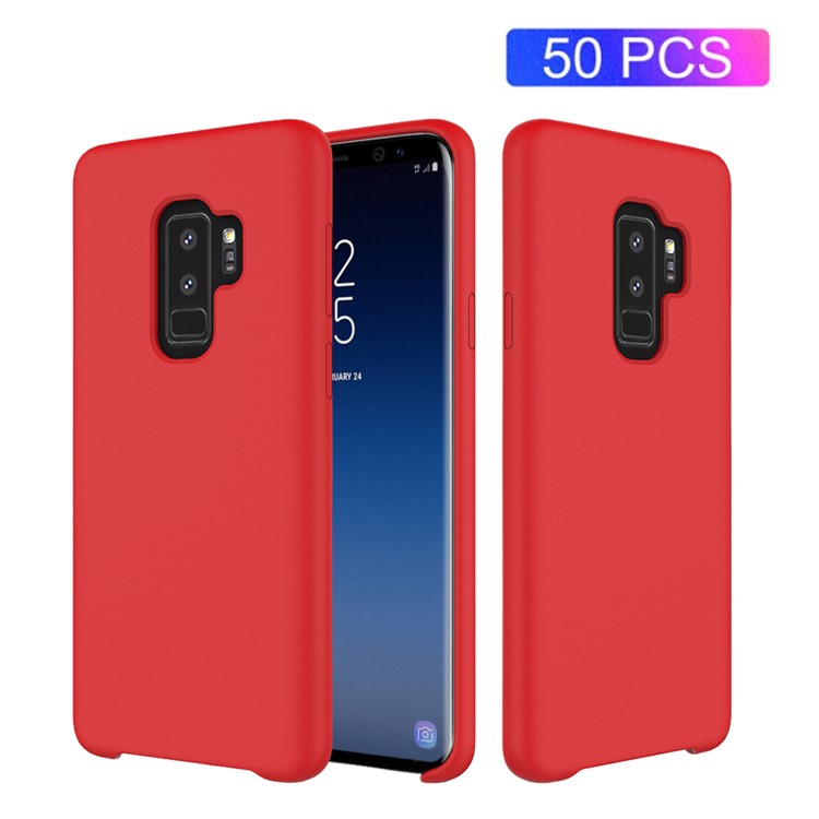 50Pcs/Set Liquid Silicone Mobile Shell for Samsung Galaxy S9 Plus SM-G965 - Red-1