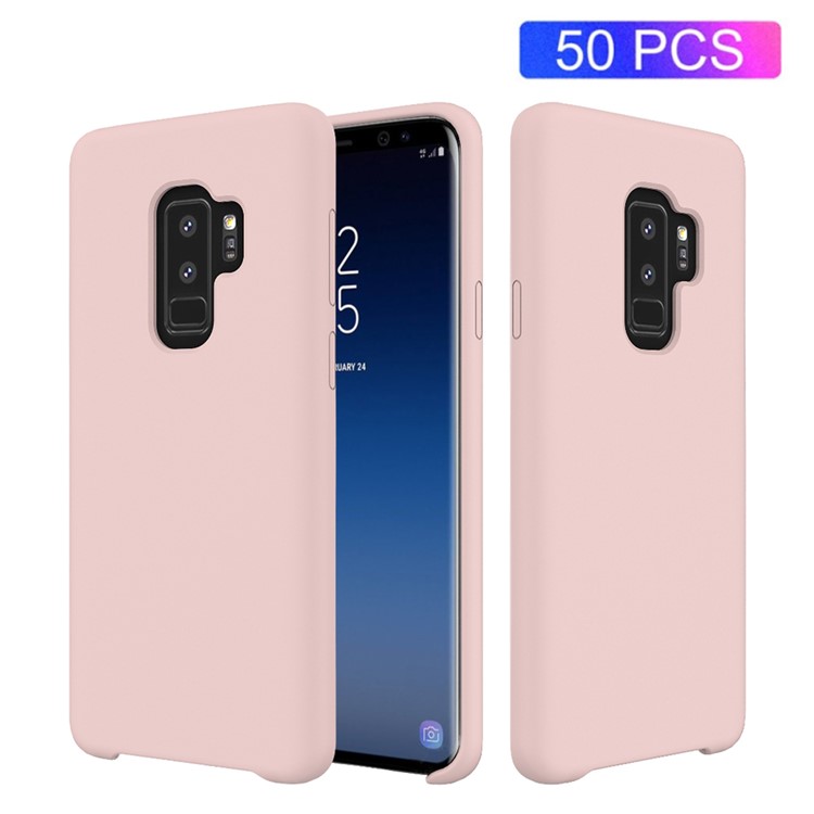 50Pcs/Set Liquid Silicone Cell Phone Cover for Samsung Galaxy S9 Plus SM-G965 - Rose Gold-1