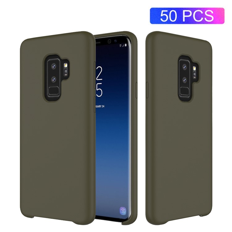 50Pcs/Set Liquid Silicone Mobile Phone Back Case for Samsung Galaxy S9 Plus SM-G965 - Army Green-1