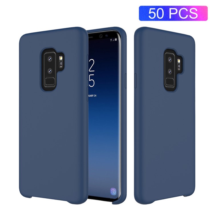 50Pcs/Set Liquid Silicone Phone Casing Cover for Samsung Galaxy S9 Plus SM-G965 - Dark Blue-1