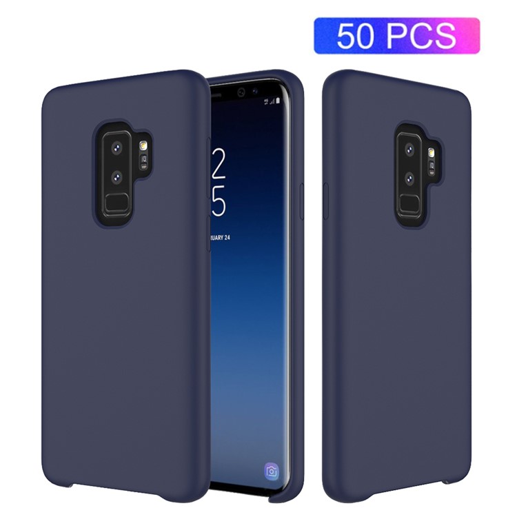 50Pcs/Set Liquid Silicone Mobile Phone Shell for Samsung Galaxy S9 Plus SM-G965 - Black Blue-1