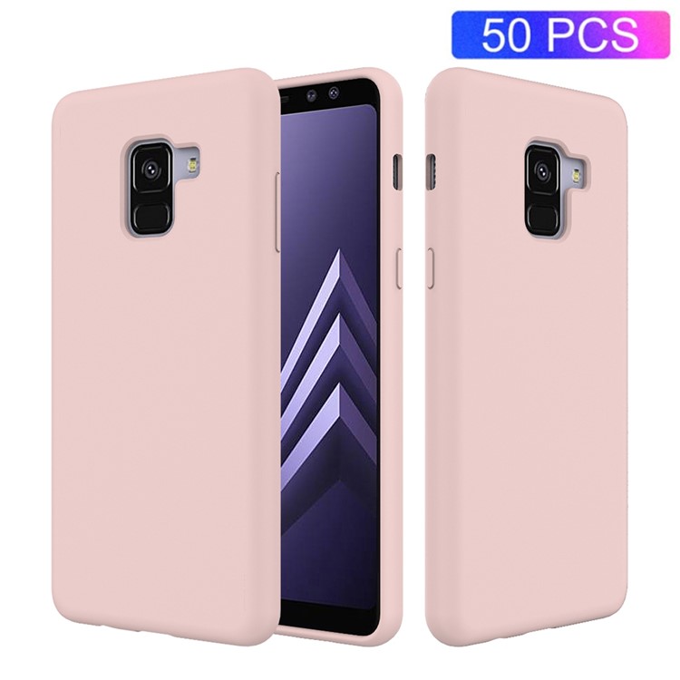 50Pcs/Set Liquid Silicone Phone Casing for Samsung Galaxy A8 (2018) - Rose Gold-1