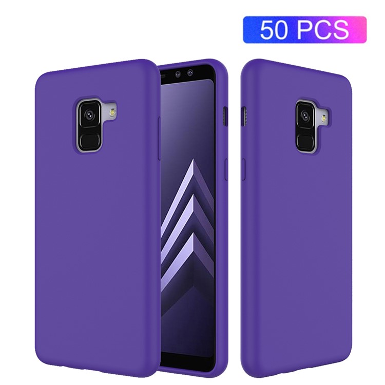 50Pcs/Set Liquid Silicone Mobile Phone Case for Samsung Galaxy A8 (2018) - Purple-1