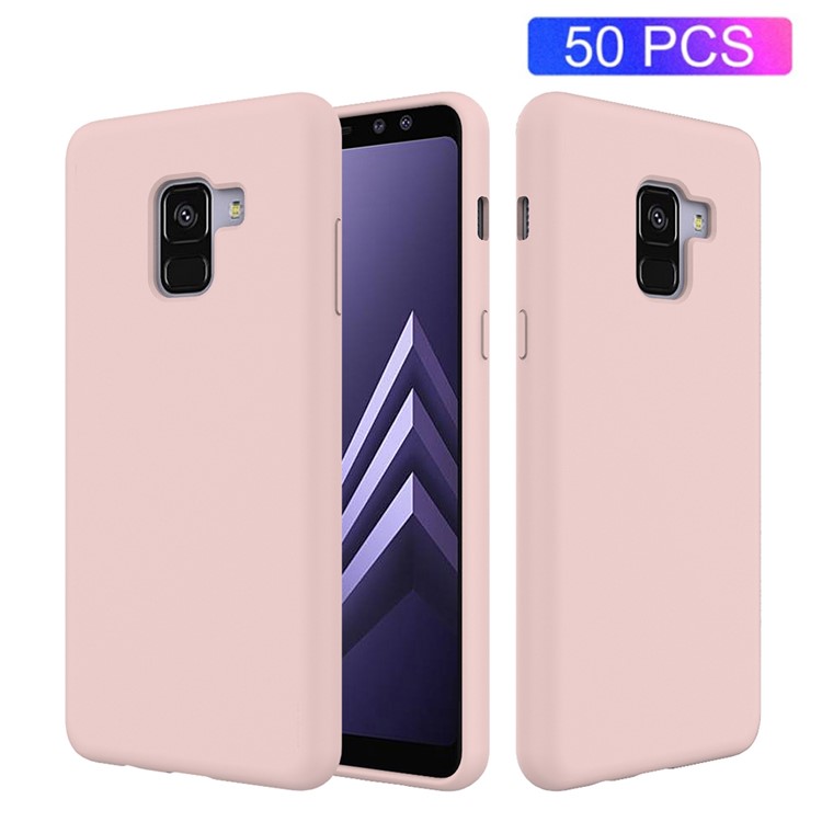 50Pcs/Set Liquid Silicone Phone Protective Case for Samsung Galaxy A8+ (2018) - Rose Gold-1