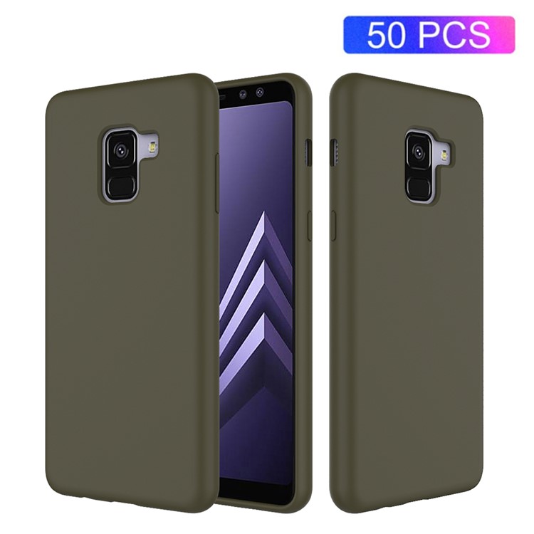 50Pcs/Set Liquid Silicone Phone Protection Shell for Samsung Galaxy A8+ (2018) - Army Green-1