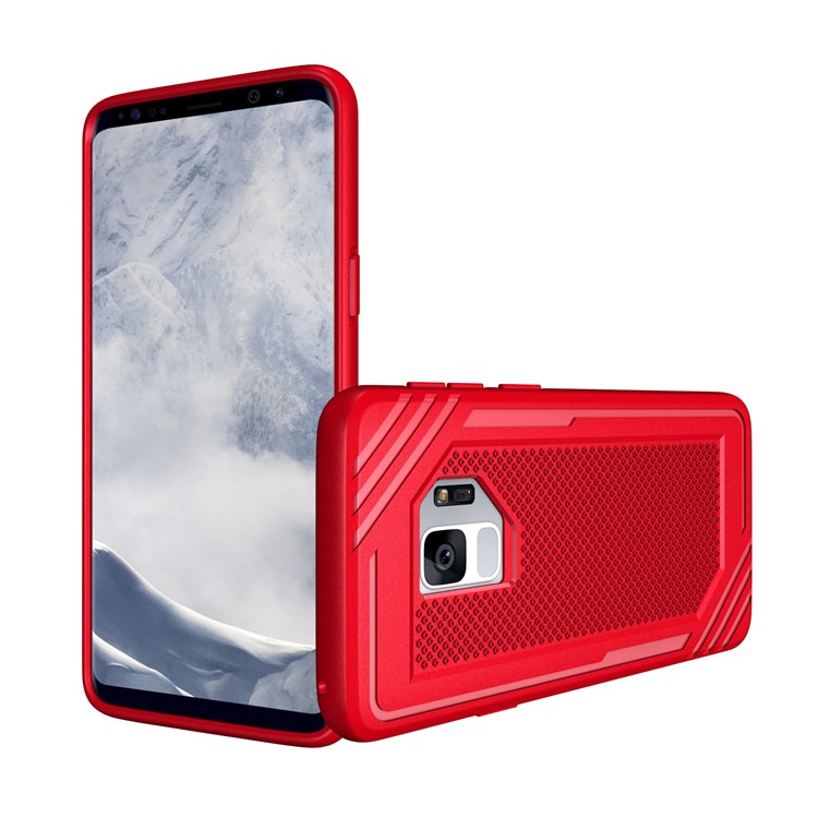 Anti-slip Armor TPU Mobile Phone Cover for Samsung Galaxy S9 SM-G960 - Red-2