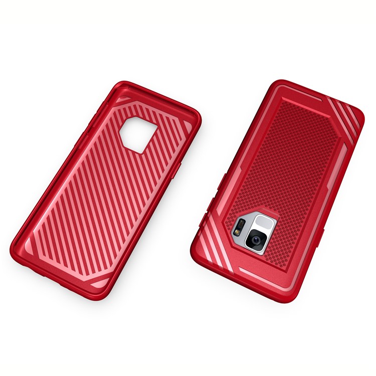 Anti-slip Armor TPU Mobile Phone Cover for Samsung Galaxy S9 SM-G960 - Red-6