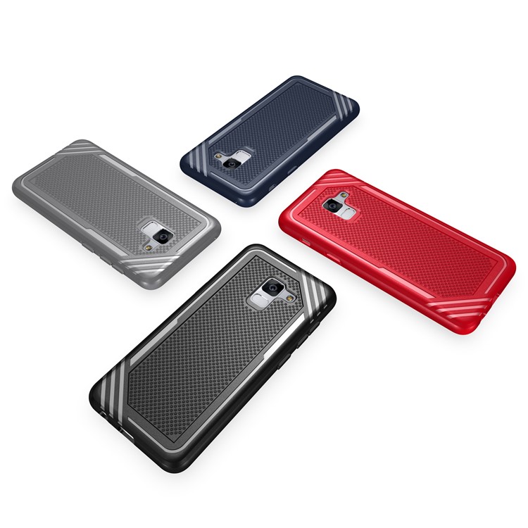 Armor Anti-slip TPU Back Mobile Phone Shell for Samsung Galaxy A8 (2018) - Black-14