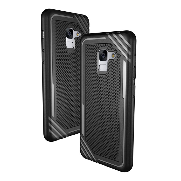 Armor Anti-slip TPU Back Mobile Phone Shell for Samsung Galaxy A8 (2018) - Black-6