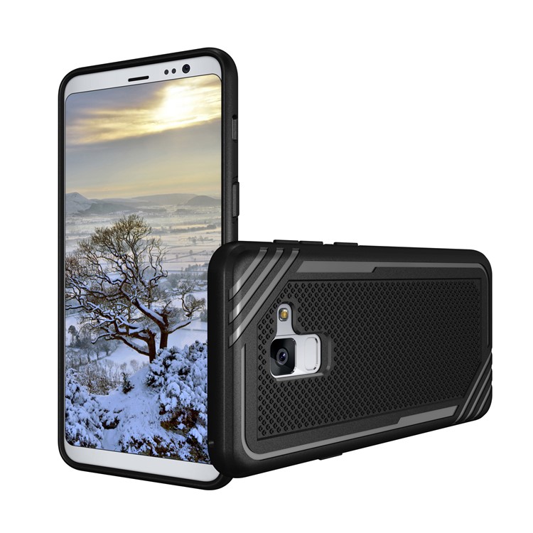 Armor Anti-slip TPU Back Mobile Phone Shell for Samsung Galaxy A8 (2018) - Black-8