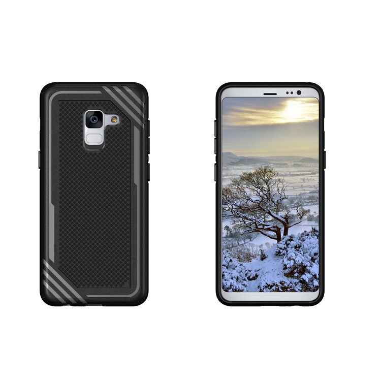 Armor Anti-slip TPU Back Mobile Phone Shell for Samsung Galaxy A8 (2018) - Black-9
