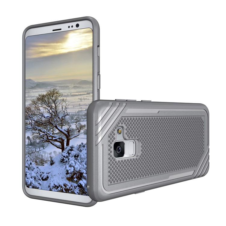 Armor Anti-slip TPU Back Mobile Phone Cover Accessory for Samsung Galaxy A8 (2018) - Grey-2