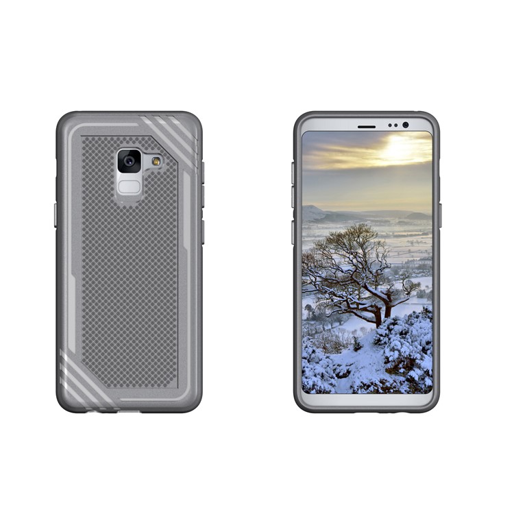Armor Anti-slip TPU Back Mobile Phone Cover Accessory for Samsung Galaxy A8 (2018) - Grey-3