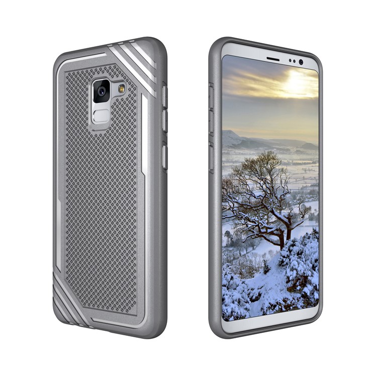Armor Anti-slip TPU Back Mobile Phone Cover Accessory for Samsung Galaxy A8 (2018) - Grey-7