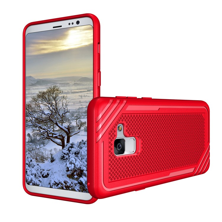 For Samsung Galaxy A8 (2018) Armor Anti-slip TPU Back Phone Case - Red-2
