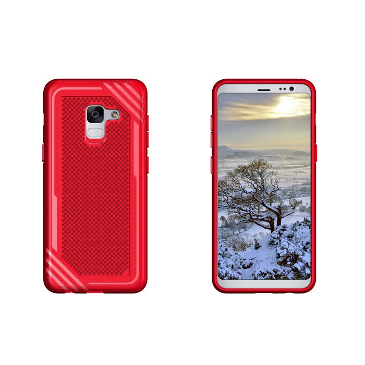 For Samsung Galaxy A8 (2018) Armor Anti-slip TPU Back Phone Case - Red-3