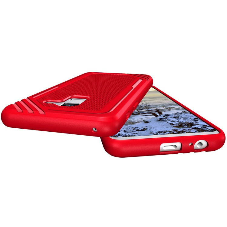 For Samsung Galaxy A8 (2018) Armor Anti-slip TPU Back Phone Case - Red-4