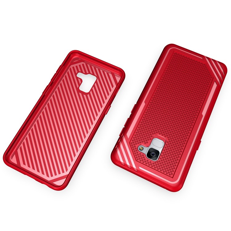 For Samsung Galaxy A8 (2018) Armor Anti-slip TPU Back Phone Case - Red-6