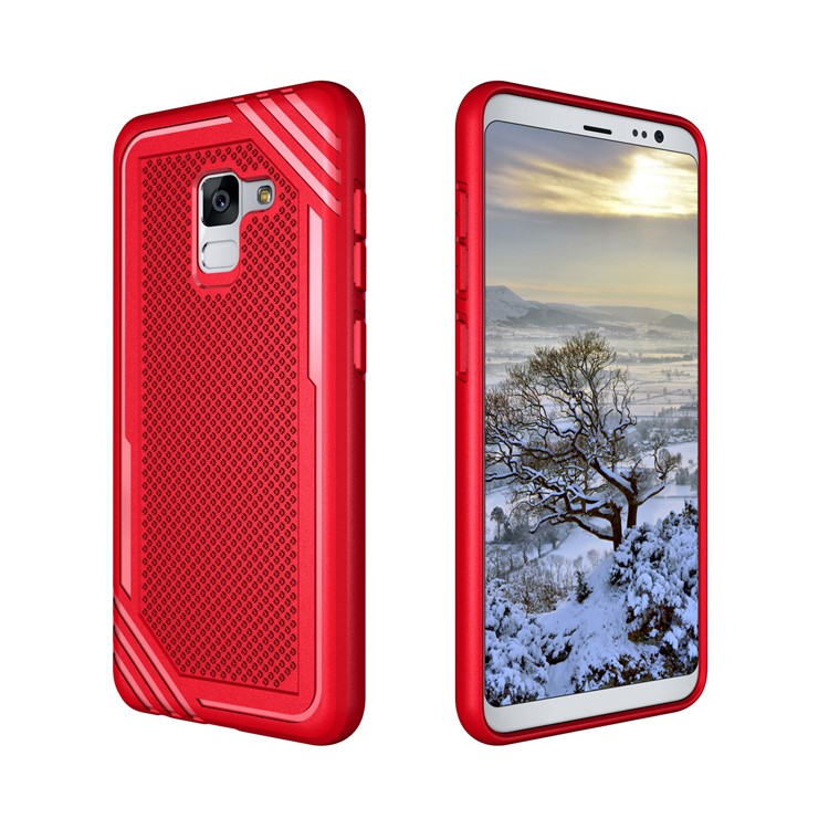 For Samsung Galaxy A8 (2018) Armor Anti-slip TPU Back Phone Case - Red-7