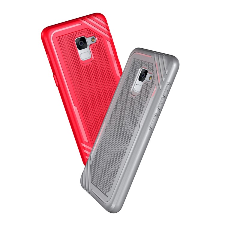 For Samsung Galaxy A8 (2018) Armor Anti-slip TPU Back Phone Case - Red-8