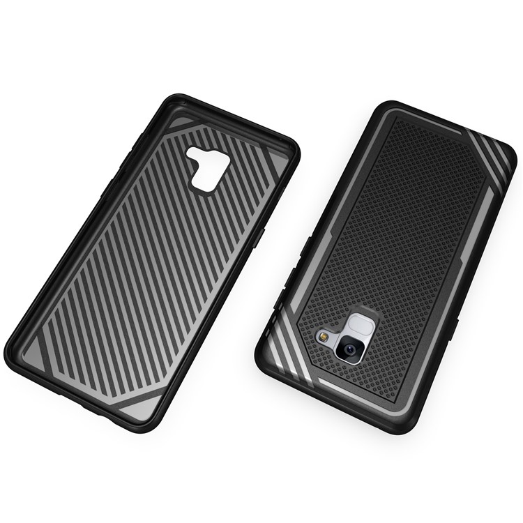 Armor Anti-slip TPU Back Mobile Phone Case for Samsung Galaxy A8+ (2018) - Black-12
