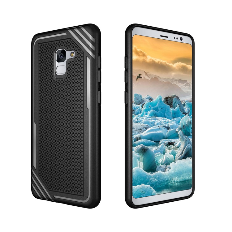 Armor Anti-slip TPU Back Mobile Phone Case for Samsung Galaxy A8+ (2018) - Black-13