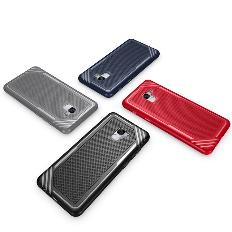 Armor Anti-slip TPU Back Mobile Phone Case for Samsung Galaxy A8+ (2018) - Black-14